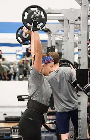 Students compete against one another throughout various X-Fit challenges in the Fitness Center.