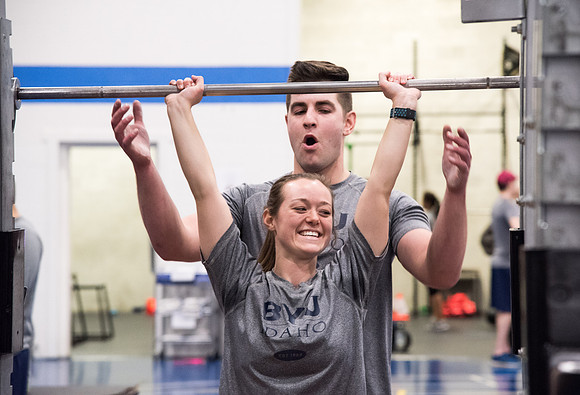Students compete against one another throughout various X-Fit challenges in the Fitness Center.