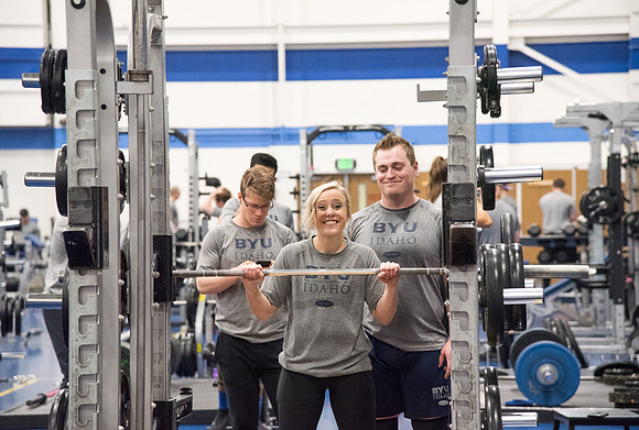 Students compete against one another throughout various X-Fit challenges in the Fitness Center.