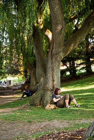 Students in the Ricks gardens.