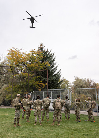 ROTC cadets get the opportunity to fly in a Blackhawk helicopter to their training site.