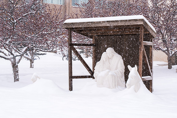 Students make their way through the snow to get to class. December 2018