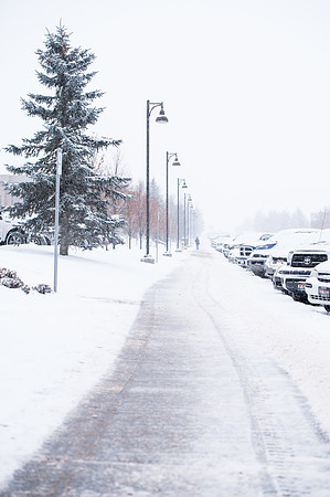 Students make their way through the snow to get to class. December 2018