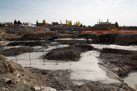 Construction on the Auditorium, later named the BYU-Idaho Center.