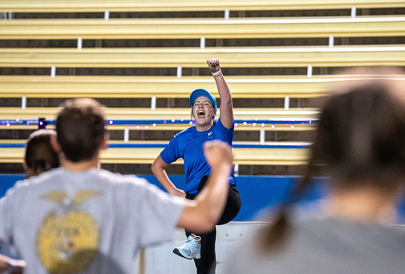 Students participated in the activities Fitness Kick Off in the stadium.
