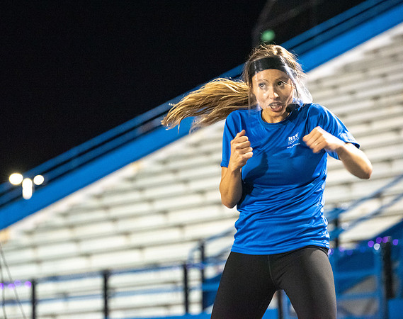 Students participated in the activities Fitness Kick Off in the stadium.