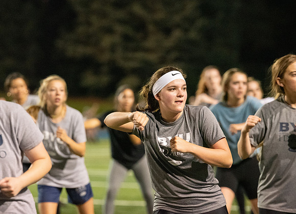 Students participated in the activities Fitness Kick Off in the stadium.