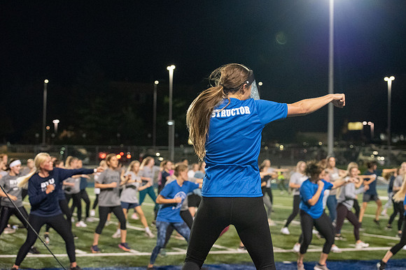 Students participated in the activities Fitness Kick Off in the stadium.