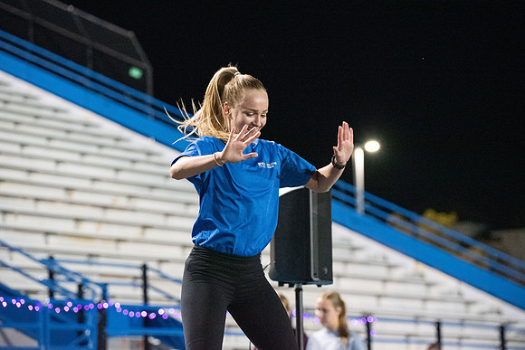 Students participated in the activities Fitness Kick Off in the stadium.