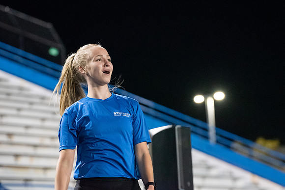 Students participated in the activities Fitness Kick Off in the stadium.