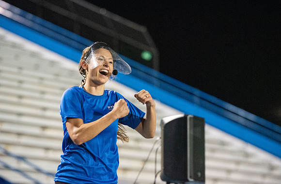 Students participated in the activities Fitness Kick Off in the stadium.