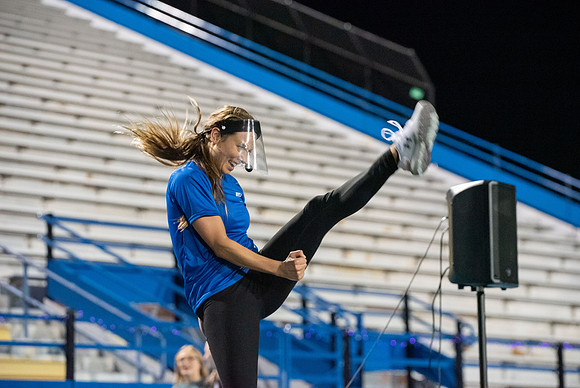Students participated in the activities Fitness Kick Off in the stadium.