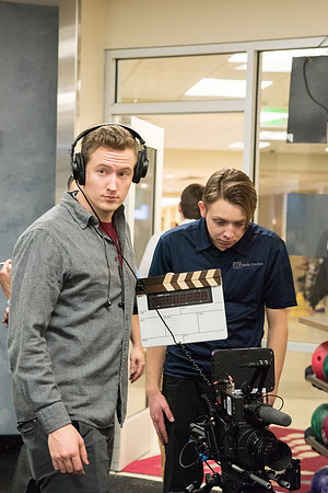 Behind the scenes pictures of AV Production team filmed President Eyring devotional promo video.