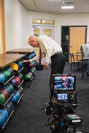 Behind the scenes pictures of AV Production team filmed President Eyring devotional promo video.