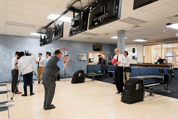 Behind the scenes pictures of AV Production team filmed President Eyring devotional promo video.