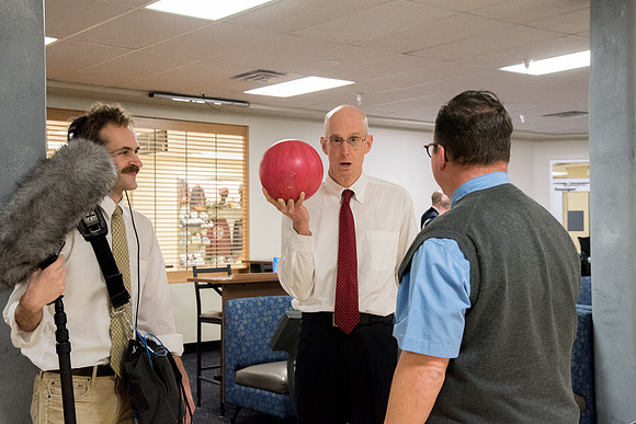 Behind the scenes pictures of AV Production team filmed President Eyring devotional promo video.