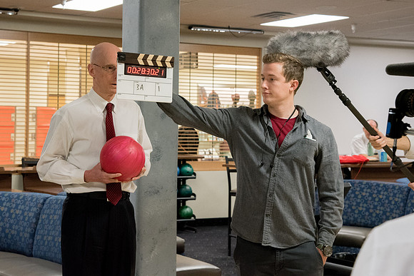Behind the scenes pictures of AV Production team filmed President Eyring devotional promo video.