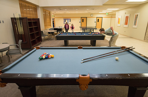Pool Tables, Ping Pong, Foosball and Air Hockey are available for play in the Manwaring Center.