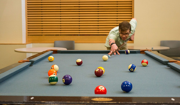 Pool Tables, Ping Pong, Foosball and Air Hockey are available for play in the Manwaring Center.