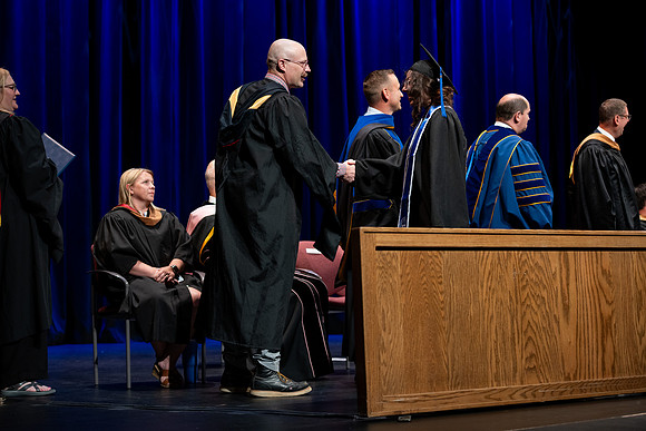 Graduates during convocation for the College of Performing and Visual Arts.