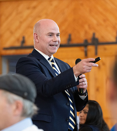 Alumni in the Cache Valley area gather at Eagles Landing Event Center, in Smithfield, Utah and get the chance to listen to and meet President Meredith.