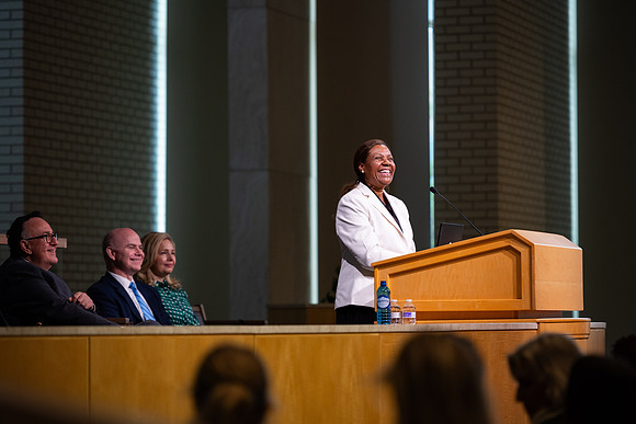 BYUI Forum, Michelle Amos. Located in the Taylor chapel.