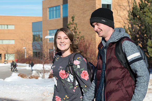 Students on campus on their way to the first devotional of Winter semester at BYU-Idaho.
