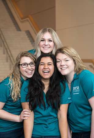 Winter semester Student Support groups gather for photos in the I-Center.
