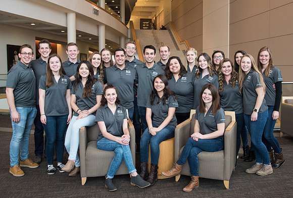 Winter semester Student Support groups gather for photos in the I-Center.