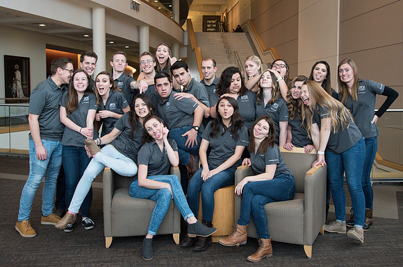 Winter semester Student Support groups gather for photos in the I-Center.