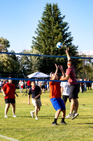 Students gather at the upper field for various 4th of July activities.