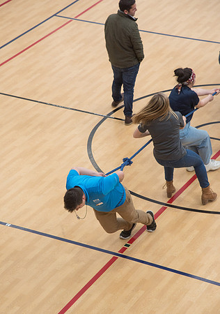 Members of Student Support play Tug-A-War on the I-Center Courts. January 2019
