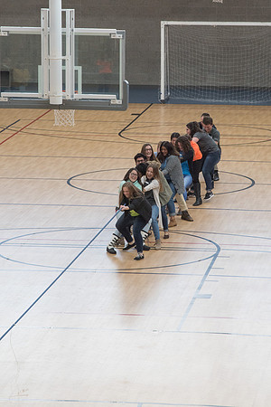 Members of Student Support play Tug-A-War on the I-Center Courts. January 2019
