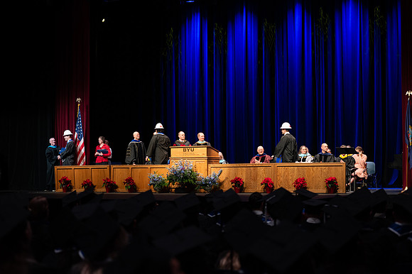 Graduates during convocation for the College of Physical Science and Engineering.