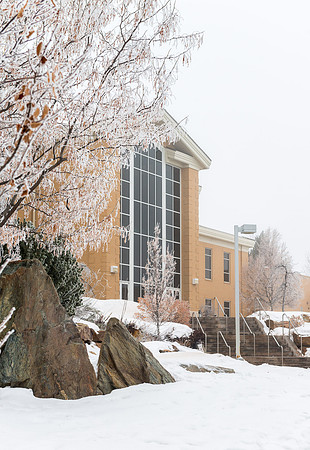 Frosty Winter day on BYU-idaho campus. Hinckely Building - Jan 2019