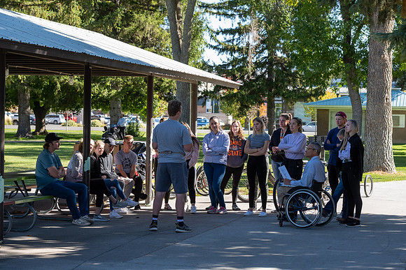 Students in Keith Barney's Adaptive Recreation class get the opportunity to ride hand pedal tricycles at Porter Park.