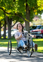 Students in Keith Barney's Adaptive Recreation class get the opportunity to ride hand pedal tricycles at Porter Park.