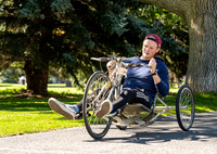 Students in Keith Barney's Adaptive Recreation class get the opportunity to ride hand pedal tricycles at Porter Park.