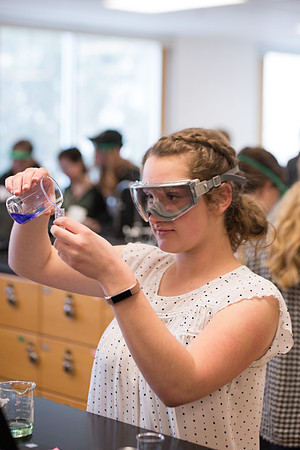 Chemistry students in CHEM 106 lab in the Romney. January 2019