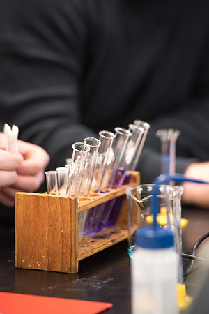 Chemistry students in CHEM 106 lab in the Romney. January 2019