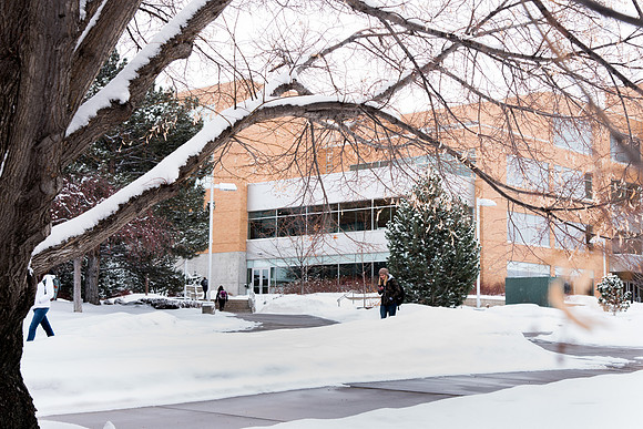 The campus cover with snow.