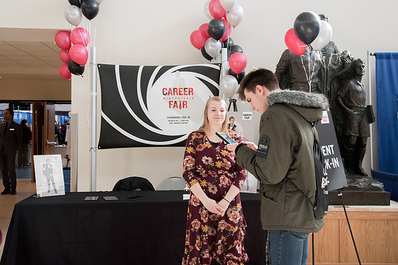 BYU-Idaho students attend the career fair. Students can find potential jobs and internships for their prospective majors at the fair.