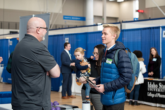 BYU-Idaho students attend the career fair. Students can find potential jobs and internships for their prospective majors at the fair.