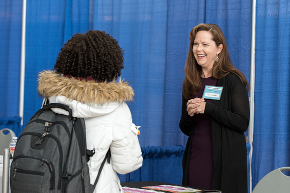 BYU-Idaho students attend the career fair. Students can find potential jobs and internships for their prospective majors at the fair.
