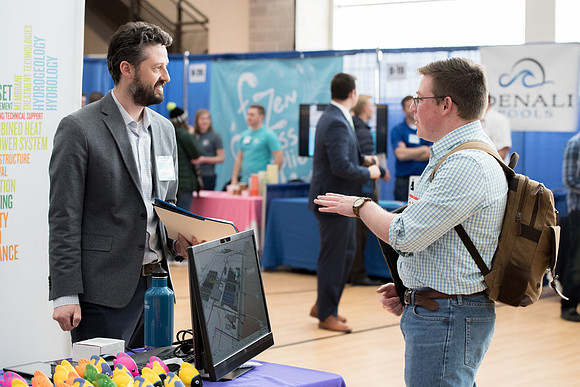 BYU-Idaho students attend the career fair. Students can find potential jobs and internships for their prospective majors at the fair.
