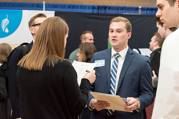 BYU-Idaho students attend the career fair. Students can find potential jobs and internships for their prospective majors at the fair.