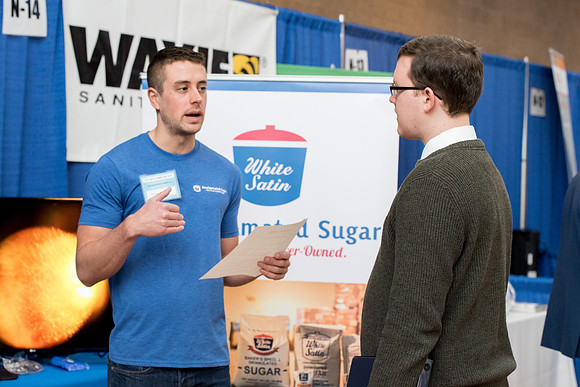 BYU-Idaho students attend the career fair. Students can find potential jobs and internships for their prospective majors at the fair.