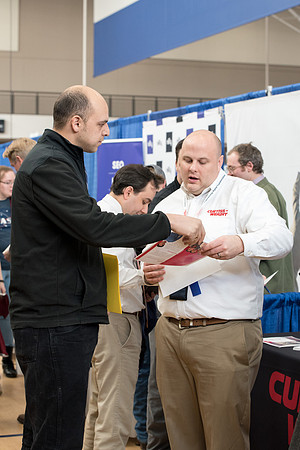 BYU-Idaho students attend the career fair. Students can find potential jobs and internships for their prospective majors at the fair.