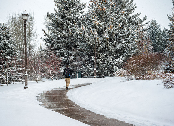 Fresh new snow on BYU-Idaho campus.  Feb 2019