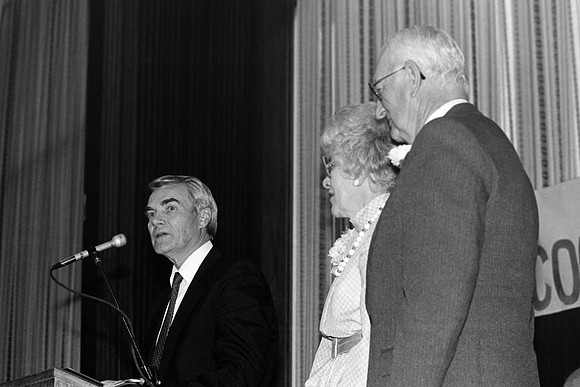 President Christiansen and Allan and Barbara Larsen Alumni and Friends